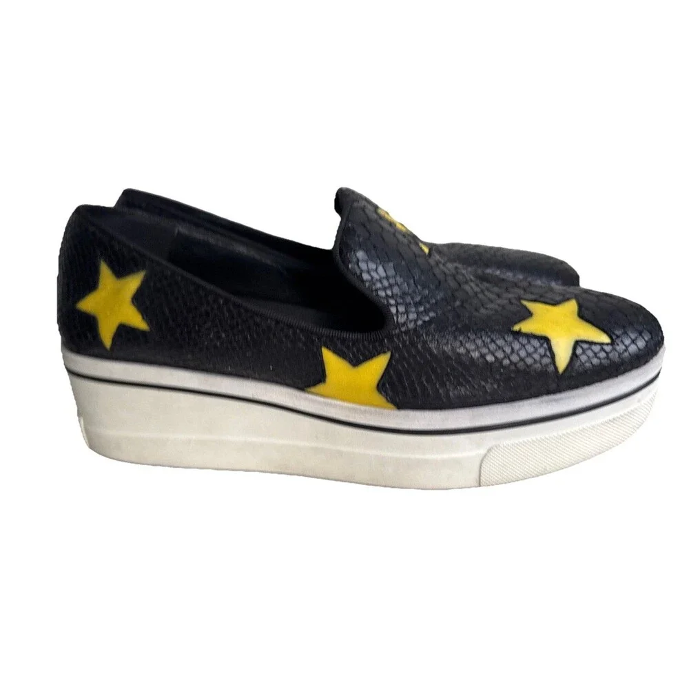Stella McCartney Python Embossed Faux Leather Binx Star Platform Sneakers 10.5
